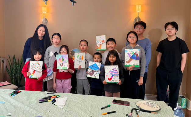 Spring Umbrella Art Workshop: workshop moment 5